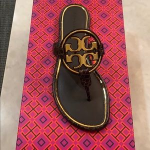 Tory Burch Metal Miller Sandals size 6.5 new w/box